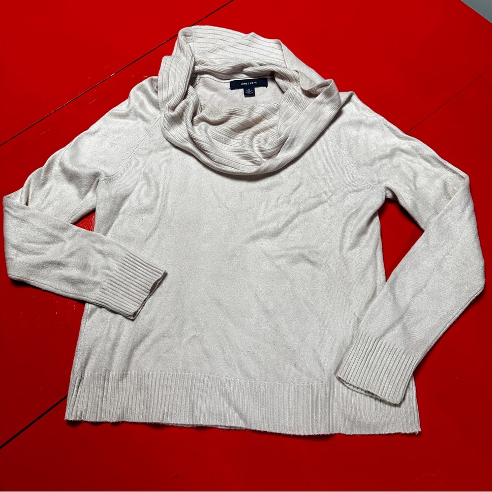 JONES WEAR PALE PINK COWL NEXK SWEATER